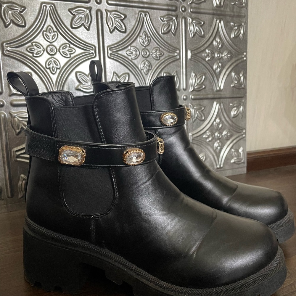 Black Platform Embellished Boots